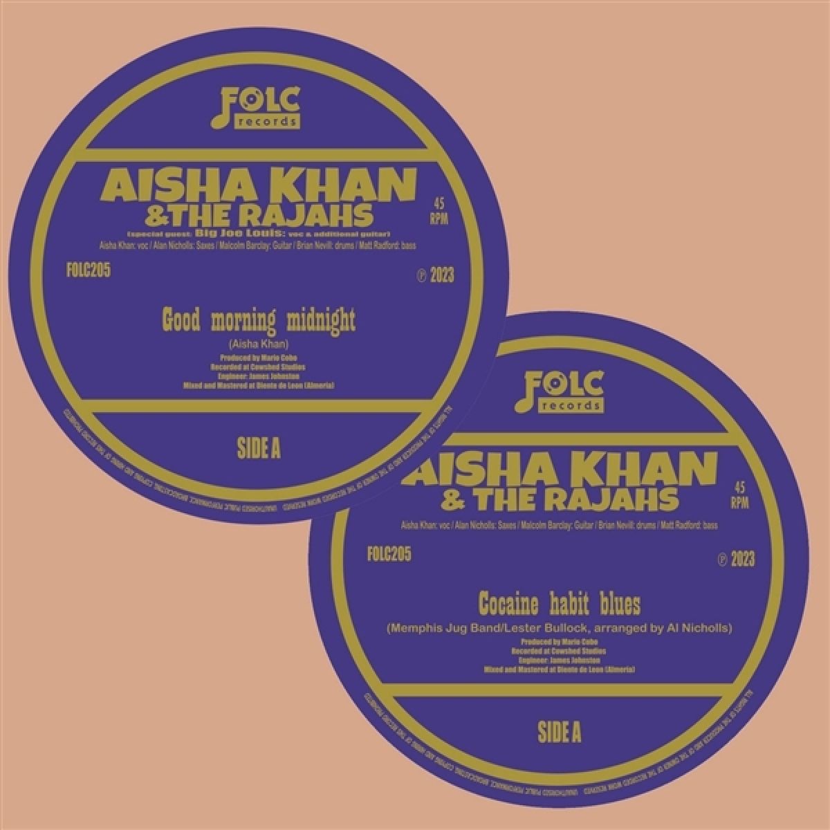 Afbeelding van Aisha Khan & The Rajahs - Good Morning Midnight/Cocaine Habit Blues