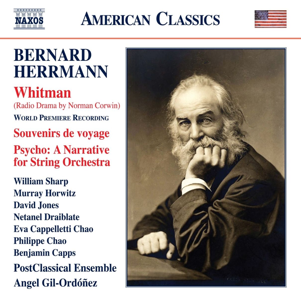 Afbeelding van Angel Gil-Ordonez, William Sharp, Murray Horwitz, PostClassical Ensemble - Herrmann: Whitman - Souvenirs De Voyage - Psycho