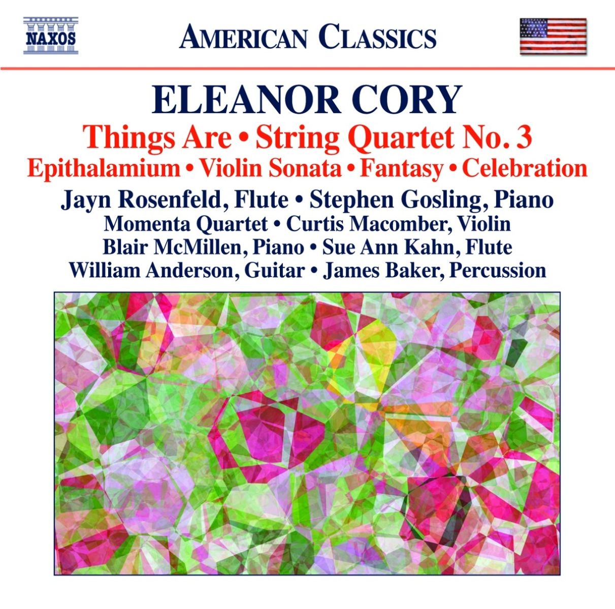 Afbeelding van Jayn Rosenfeld, Stephen Gosling, Momenta Quartet, Curtis Macomber, Blair McMillen, Sue Ann Kahn, William Anderson, James Baker - Cory: Things Are | String Quartet No. 3 | Epithalamium | Violin Sonata | Fantasy | Celebration