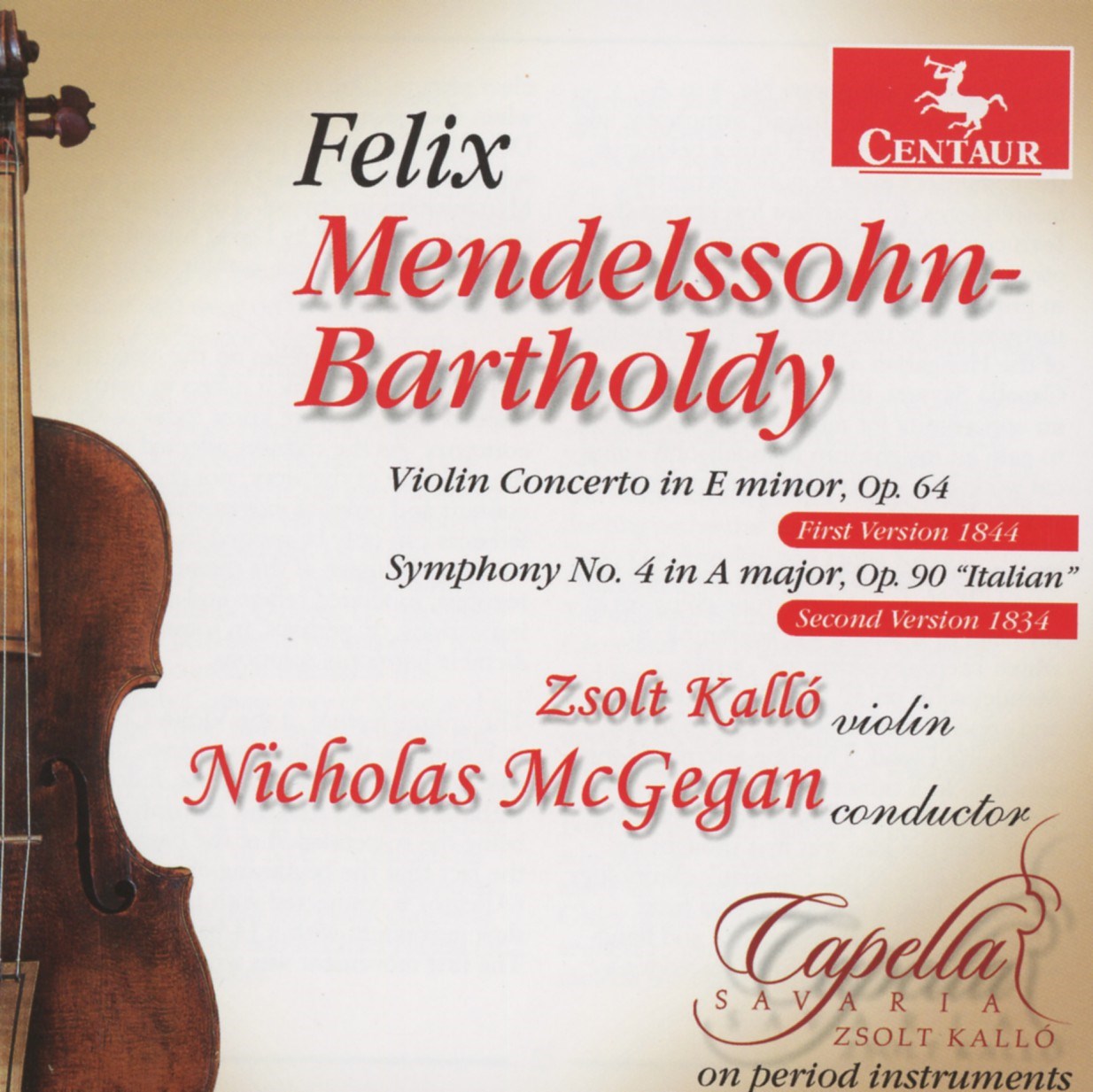 Zsolt Kalló, Capella Savaria, Nicholas McGegan - Mendelssohn: Violin Concerto/Symphony No.4