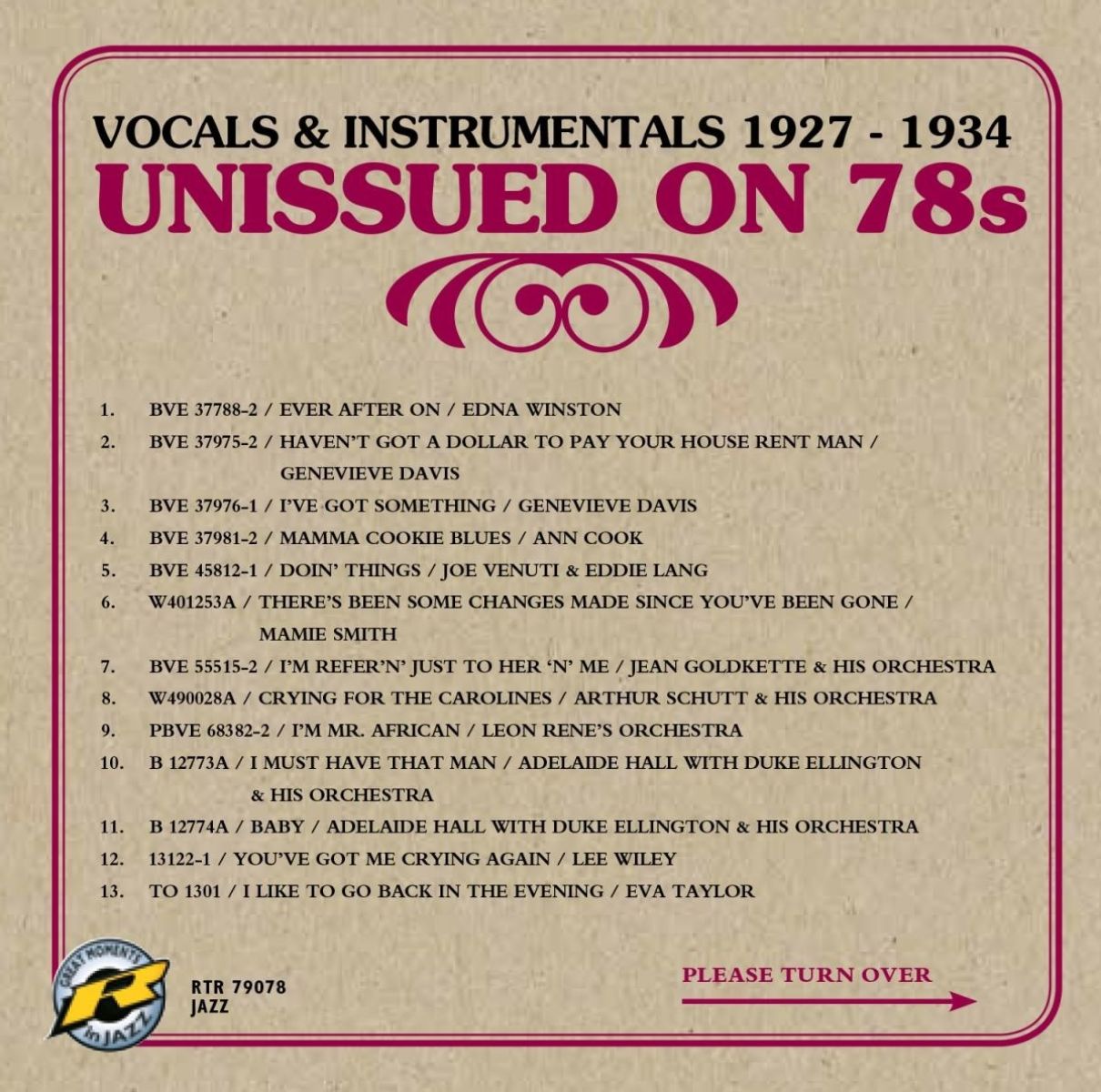 Afbeelding van Unissued 78s - Vocals & Instrumentals