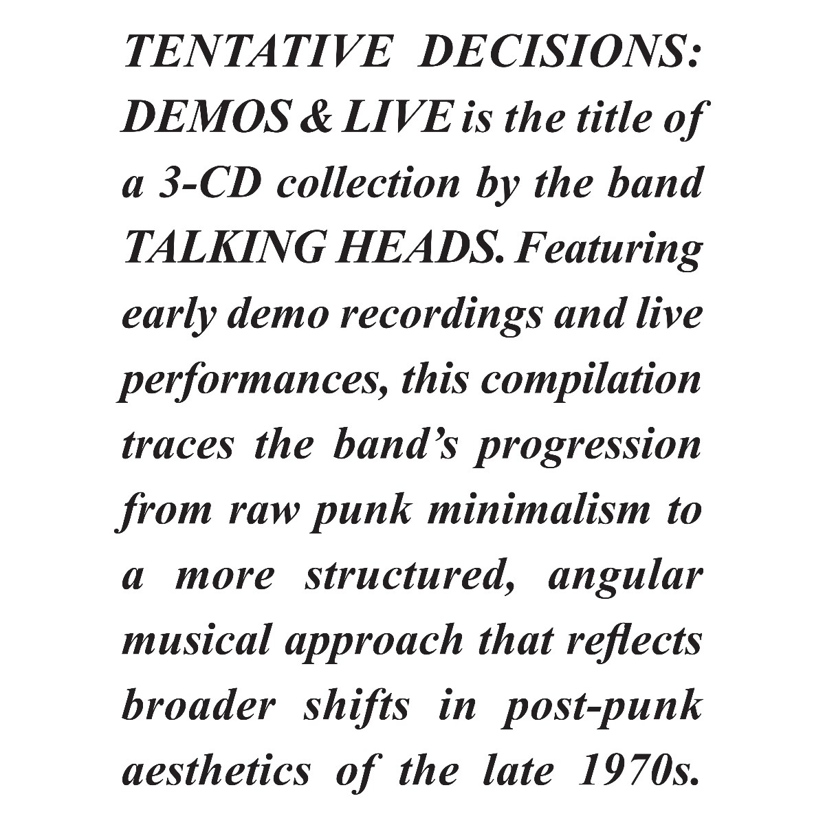 Afbeelding van Talking Heads - Tentative Decisions: Demos & Live