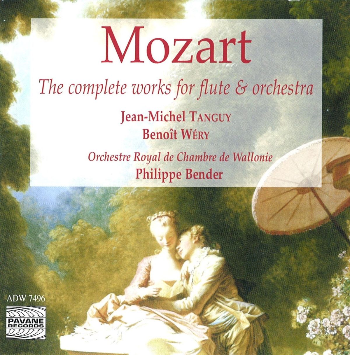 Afbeelding van Jean-Michel Tanguy, Benoît Wéry, Orchestre Royal De Chambre De Wallonie, Philippe Bender - Mozart: The Complete Works For Flute & Orchestra