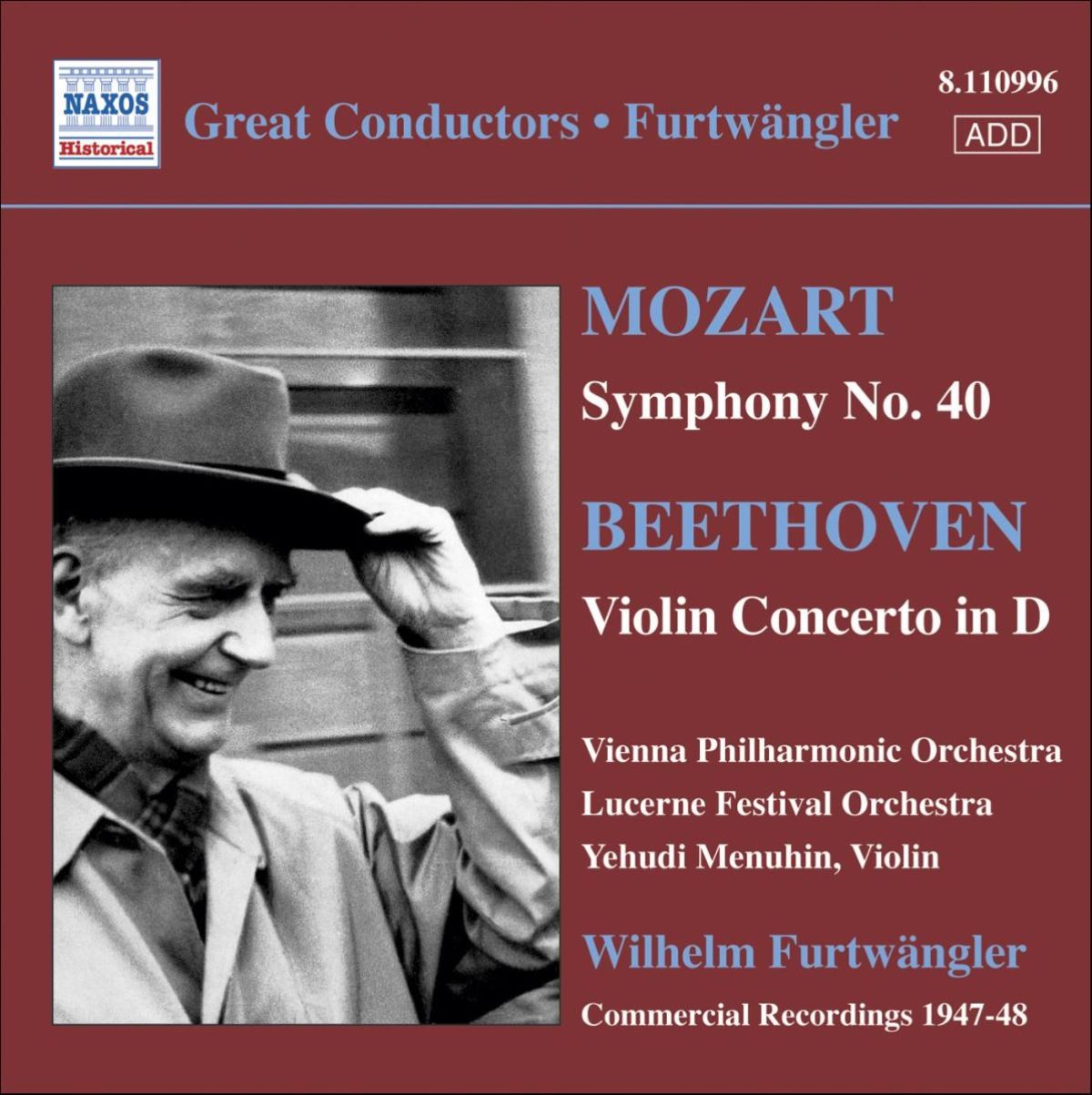 Yehudi Menuhin, Vienna Philharmonic Orchestra, Wilhelm Furtwängler - Mozart: Symphony No.40 | Beethoven: Violin Concerto In D