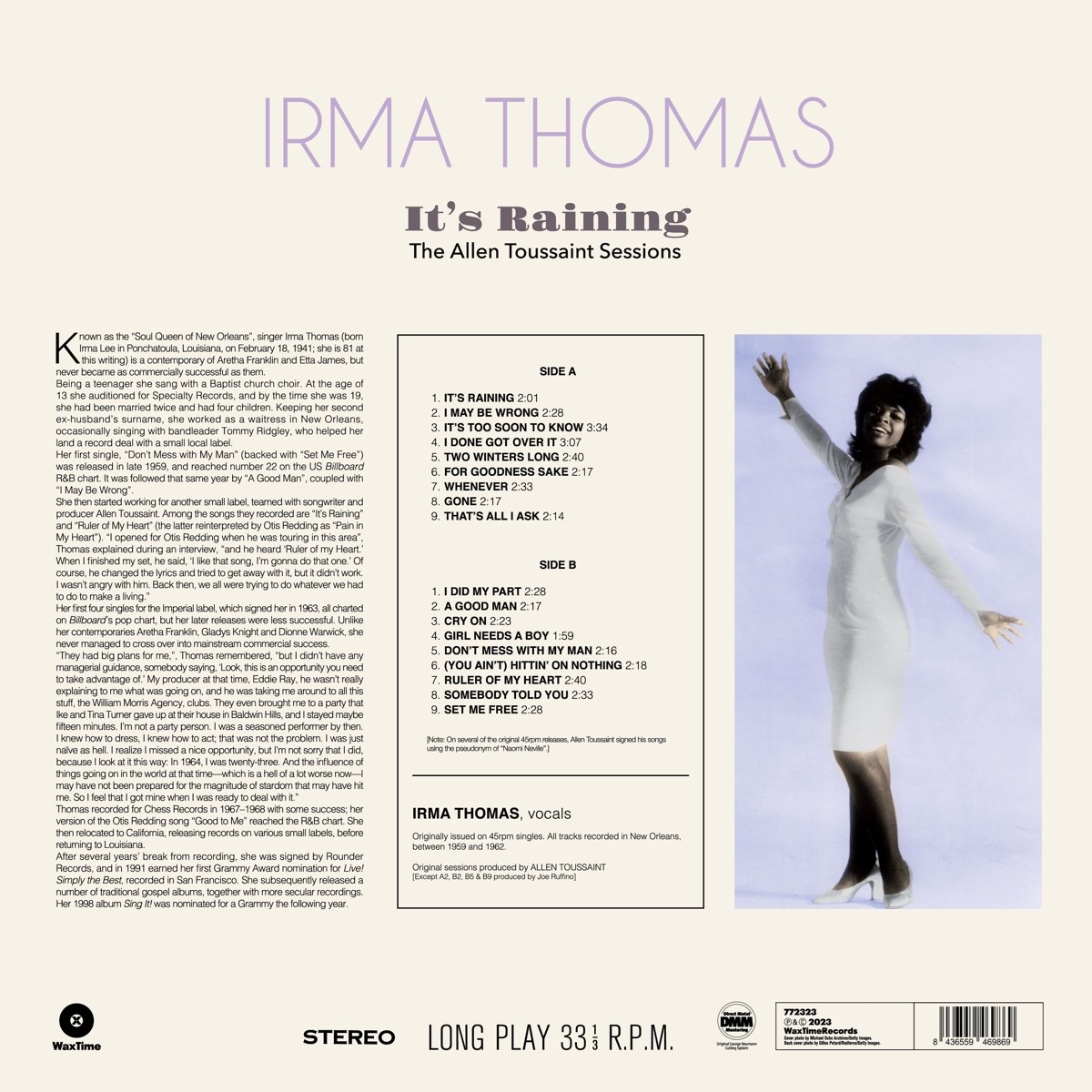 Afbeelding van Irma Thomas - It's Raining - The Allen Toussaint Sessions