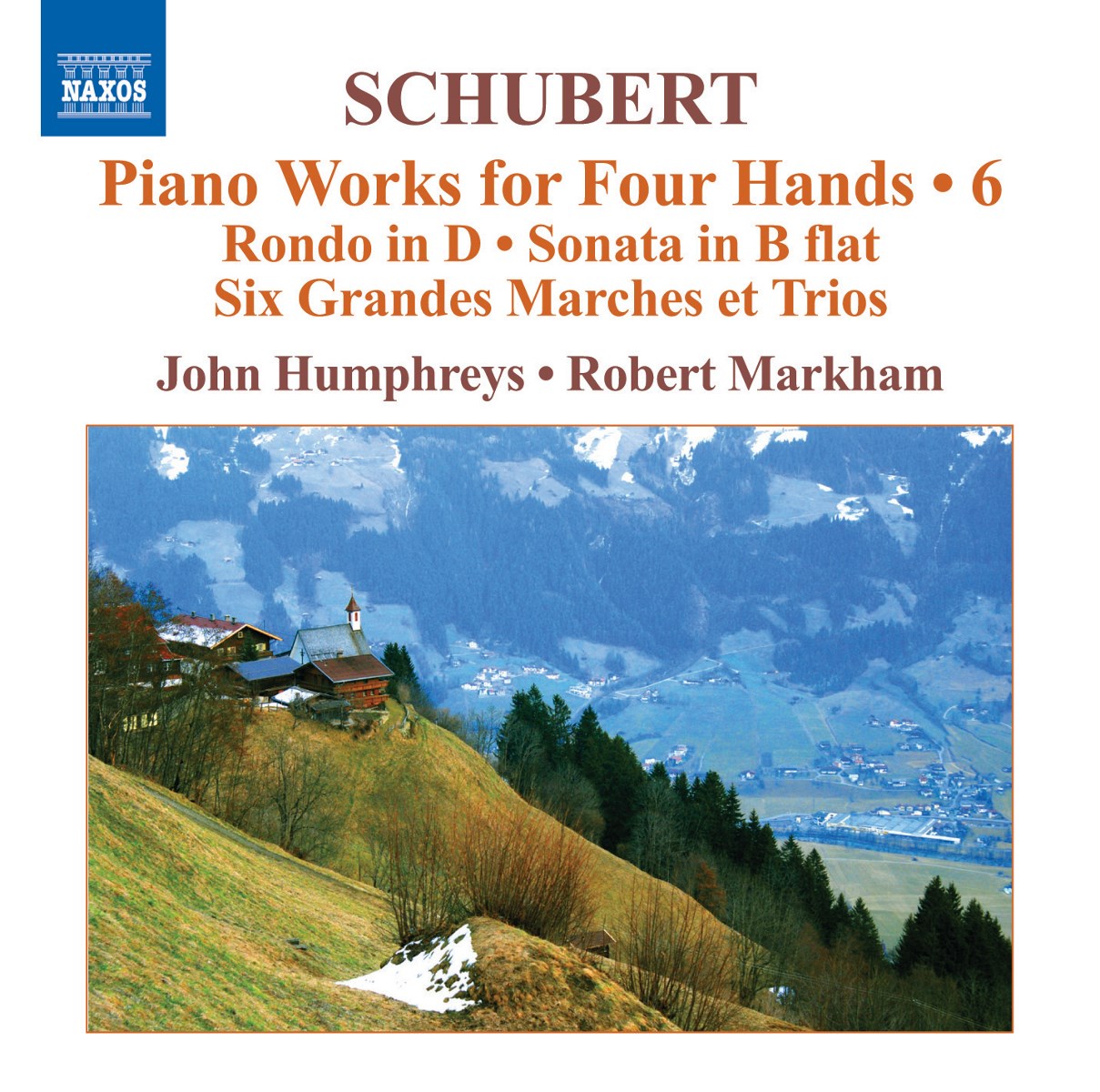 Afbeelding van John Hymphreys & Robert Markham - Schubert: Piano Works For Four Hands - 6 Rondo in D - Sonata In B Flat - Six Grandes Marches Et Trios